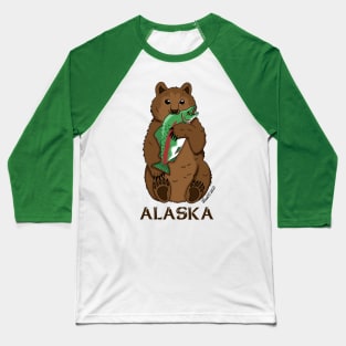 Alaska Fishing Bear Baseball T-Shirt